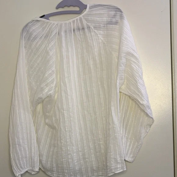 Cali by Cali Dreaming 100% Cotton Pleated Long Sleeve Kaya Shirt Pure White Med - Picture 10 of 11